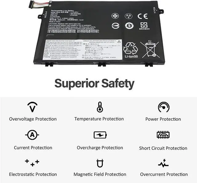 Alt view image 6 of 7 - 11.1V 45Wh 01AV446 L17M3P51 SB10K97607 L17C3P51 SB10K97609 01AV448 L17M3P52 01AV447 L17L3P51 01AV445 Compatible for Lenovo ThinkPad E480 E485 E495 E580 E585 Series