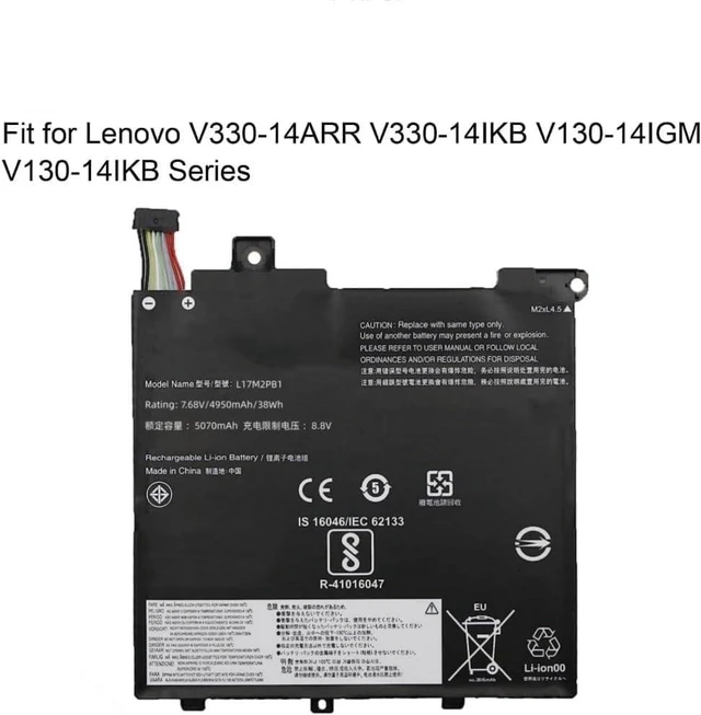 Alt view image 3 of 4 - 7.68V 38Wh L17M2PB1 L17L2PB1 L17C2PB1 Batería de Repuesto para computadora portátil Compatible for Lenovo V330-14ARR V330-14IKB V130-14IGM V130-14IKB Series