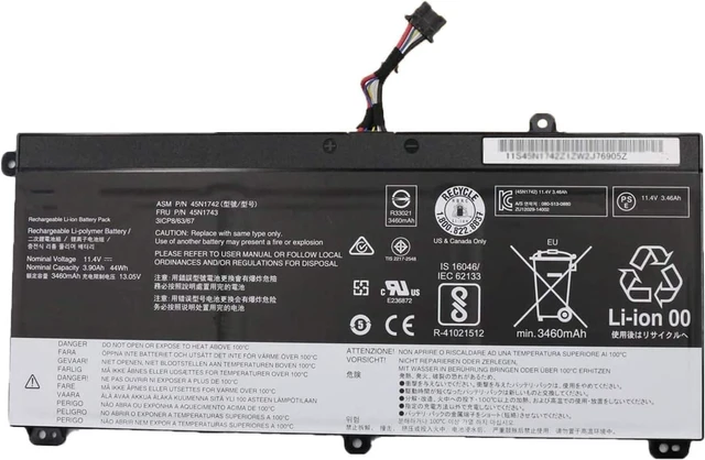 Main image of 11.4V 44Wh 45N1742 45N1740 45N1741 45N1743 SB10K12721 00NY639 Batería de Repuesto para computadora portátil Compatible for Lenovo ThinkPad T550 T550s T560 W550 W550s P50S Series