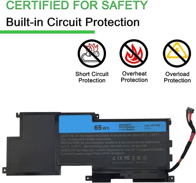 Alt view image 5 of 7 - 11.1V 65Wh WOY6W 9F233 3NPC0 Compatible for Dell XPS 15 XPS 15-L521X Series