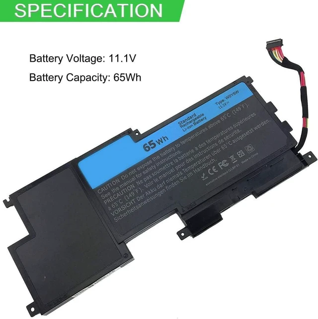 Alt view image 3 of 7 - 11.1V 65Wh WOY6W 9F233 3NPC0 Compatible for Dell XPS 15 XPS 15-L521X Series