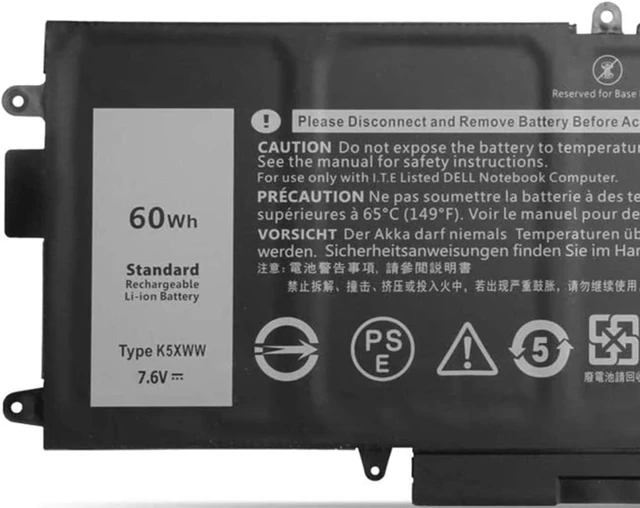 Alt view image 2 of 5 - 7.6V 60Wh K5XWW 6CYH6 71TG4 725KY N18GG J0PGR Batería de Repuesto para computadora portátil Compatible for Dell Latitude 7389 5289 E5289 7390 2-in-1 L3180 Series