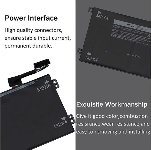 Alt view image 2 of 7 - 11.4V 97Wh 6GTPY Compatible for Dell XPS 15 9560 9550 9570 7590 Precision 5510 5520 M5520 i7-7700HQ 5XJ28 5D91C 5041C 05041C Series