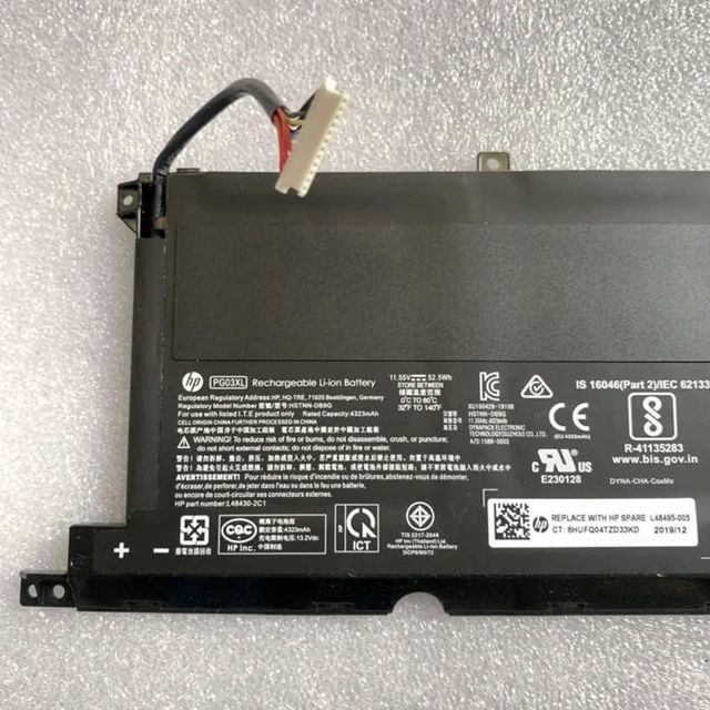 Alt view image 3 of 5 - 11.55V 52.5Wh 4323mAh PG03XLCompatible for PG03XL FPC52 15-dk TPN-C141 15-DK0125TX HSTNN-DB9G L48495-005