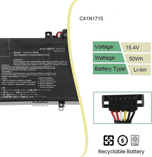Alt view image 2 of 6 - 15.4V 3255mAh 50Wh C41N1715 Replacement Battery Compatible for ASUS ZenBook 13 UX331FA UX331FN UX331UA UX331UA-1A UX331UA-1B UX331UA-1E UX331UAL-1C UX331UN Series