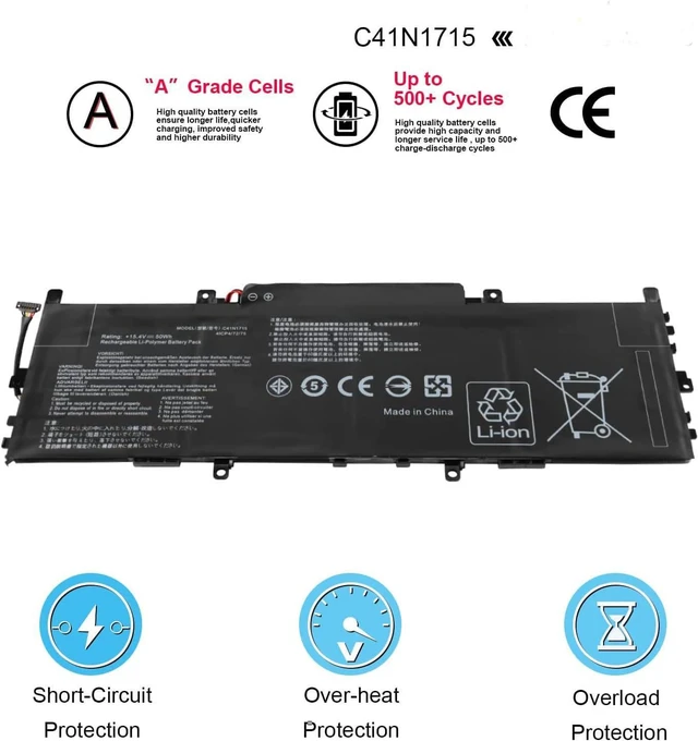 Alt view image 3 of 6 - 15.4V 3255mAh 50Wh C41N1715 Replacement Battery Compatible for ASUS ZenBook 13 UX331FA UX331FN UX331UA UX331UA-1A UX331UA-1B UX331UA-1E UX331UAL-1C UX331UN Series