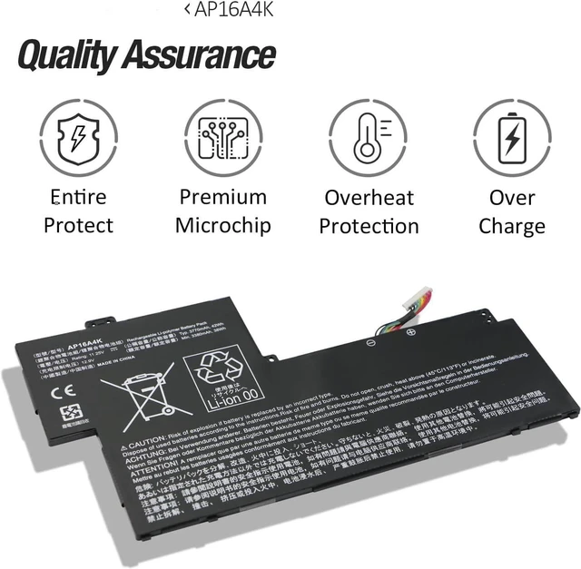 Alt view image 4 of 7 - 11.25V 42Wh/3770mAh AP16A4K Compatible for Acer Swift 1 SF113-31 Aspire One 11 AO1-132 AO1-132-C5MV AO1-132-C3T3 AO1-132-C0QL SF113-31-P5CK SF113-31-P13P Series