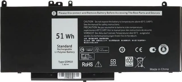 Main image of G5M10 Compatible for Dell Latitude 14 E5450 E5550 15.6 inch Series Notebook 0WYJC2 8V5GX R9XM9 WYJC2 1KY05 7.4V 51Wh 4Cell