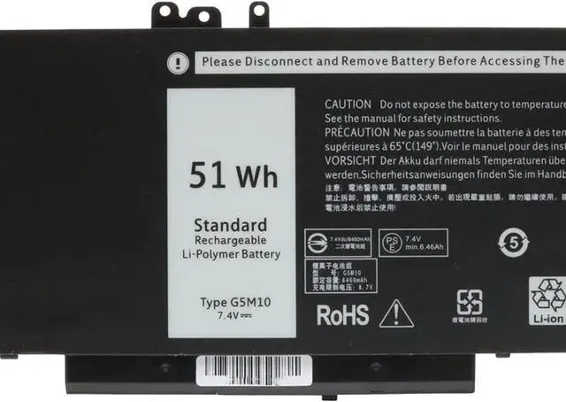 Alt view image 2 of 5 - G5M10 Compatible for Dell Latitude 14 E5450 E5550 15.6 inch Series Notebook 0WYJC2 8V5GX R9XM9 WYJC2 1KY05 7.4V 51Wh 4Cell