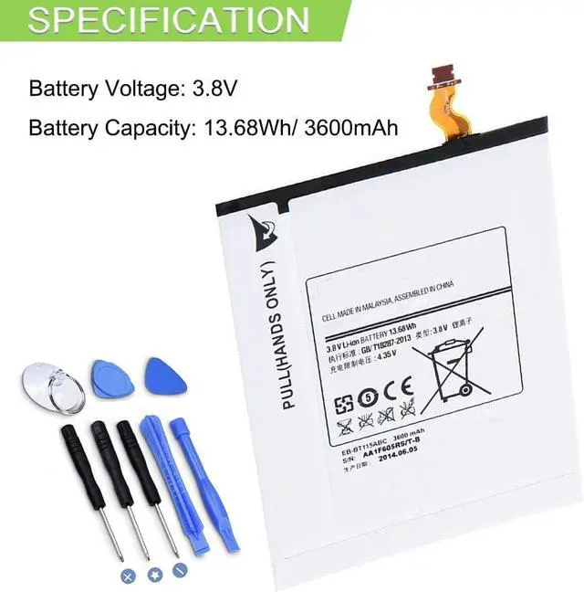 Alt view image 2 of 6 - 3.8V 13.68Wh 3600mAh EB-BT111ABE EB-BT116ABE Compatible for Samsung Galaxy Tab 3 Lite 7.0 SM-T111 T110 T3600E