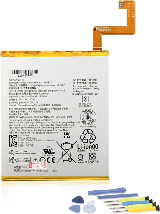 Main image of L18D1P32 Compatible for Lenovo Smart Tab M10 HD TB-X505F TB-X505L TB-X605LC TB-X505X TB-X605F TB-X605FC TB-X605L TB-X605M TB-X605C with Tool Kits