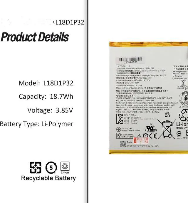 Alt view image 3 of 7 - L18D1P32 Compatible for Lenovo Smart Tab M10 HD TB-X505F TB-X505L TB-X605LC TB-X505X TB-X605F TB-X605FC TB-X605L TB-X605M TB-X605C with Tool Kits