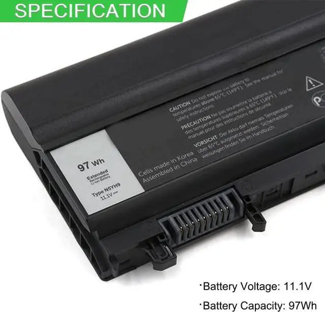 Alt view image 2 of 5 - N5YH9 FT6D9 11.1V 97Wh Compatible for Dell Latitude E5540 E5440 Series 3K7J7 970V9 9TJ2J VJXMC VVONF M7T5F WGCW6 0K8HC 1N9C0 7W6K0 F49WX NVWGM
