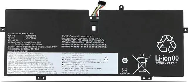 Main image of L21C4PH0 L21B4PH0 L21D4PH0 SB11D97136 5B11D97137 5B11D97146 SB11D97147 Compatible for Lenovo IdeaPad Yoga 9-14IAP7 Type 82LU/ Yoga 9-14IRP8 Type 83B1 Series(15.52V 75Wh)