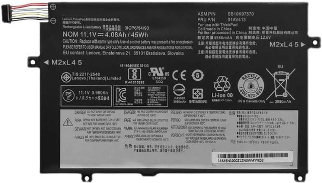 Main image of 11.1V 45Wh 4050mAh 01AV413 SB10K97570 SB10K97569 01AV412 01AV411Compatible for Lenovo ThinkPad E470 E470C E475 Series