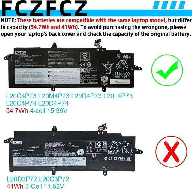 Alt view image 3 of 7 - L20C4P73 Battery 54.7Wh 3564mAh L20M4P73 L20D4P73 L20L4P73 15.36V