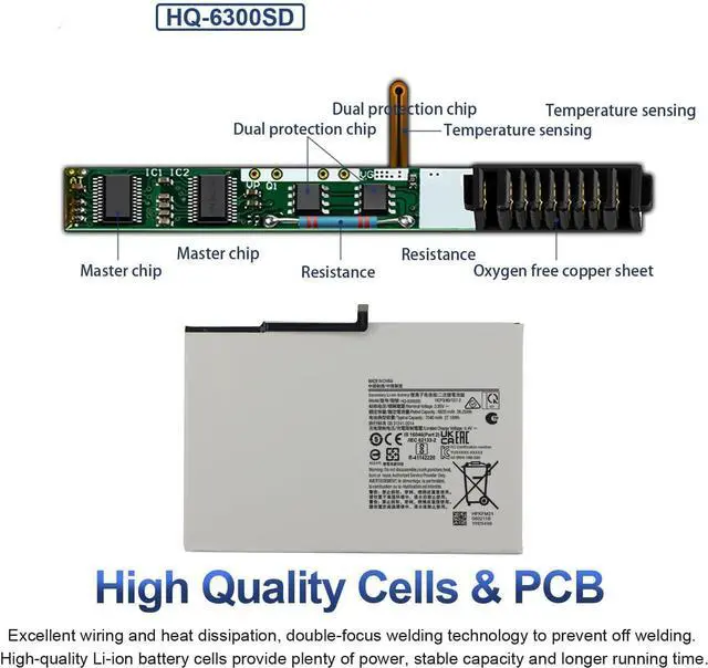 Alt view image 3 of 7 - 27.1Wh HQ-6300SD HQ-6300SA Compatible for Sam-Sung Galaxy Tab A8 10.5 Inch Cellulare LTE WiFi 2021 2022 SM-X200 SM-X205 SM-X200N SM-X205N SM-X205NZAAEUE SM-X200NZAAEUE