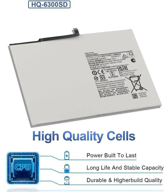Alt view image 4 of 7 - 27.1Wh HQ-6300SD HQ-6300SA Compatible for Sam-Sung Galaxy Tab A8 10.5 Inch Cellulare LTE WiFi 2021 2022 SM-X200 SM-X205 SM-X200N SM-X205N SM-X205NZAAEUE SM-X200NZAAEUE