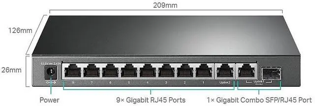 Alt view image 3 of 7 - TL-SG1210MPE | 8 Port Gigabit PoE Switch | Easy Smart Managed | 8 PoE+ Ports @123W, w/ 2 Uplink Gigabit Ports + 1 Combo SFP Slot | 3 Year Manufacturer Warranty | QoS, Vlan, IGMP & LAG