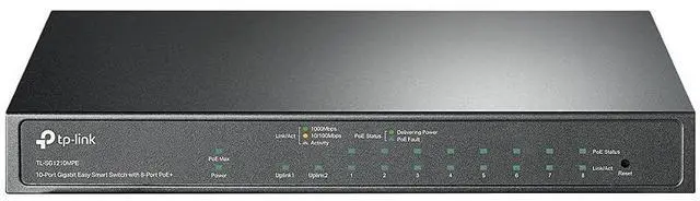 Main image of TL-SG1210MPE | 8 Port Gigabit PoE Switch | Easy Smart Managed | 8 PoE+ Ports @123W, w/ 2 Uplink Gigabit Ports + 1 Combo SFP Slot | 3 Year Manufacturer Warranty | QoS, Vlan, IGMP & LAG