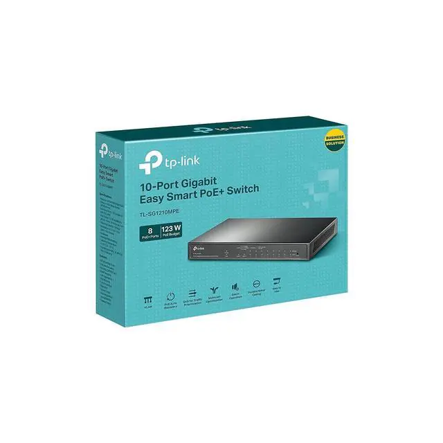 Alt view image 7 of 7 - TL-SG1210MPE | 8 Port Gigabit PoE Switch | Easy Smart Managed | 8 PoE+ Ports @123W, w/ 2 Uplink Gigabit Ports + 1 Combo SFP Slot | 3 Year Manufacturer Warranty | QoS, Vlan, IGMP & LAG