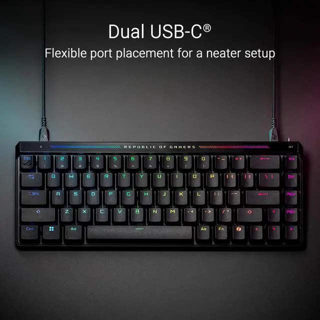 Alt view image 7 of 7 - ROG Falchion Ace HFX Hall Effect Gaming Keyboard 65% TKL, Dual USB-C, Magnetic Switches, Rapid Trigger, Speed Tap, 8000 Hz Polling, Touch Panel, Portable, Protective Cover, PBT Keycaps - Black