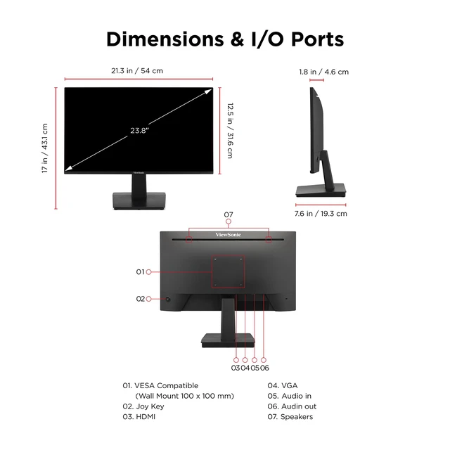 Alt view image 6 of 7 - VA2448-MH 24 Inch 1080p Monitor, IPS Display with 120Hz for Smooth Home and Office Viewing, Variable Refresh Rate, HDMI, and VGA Inputs