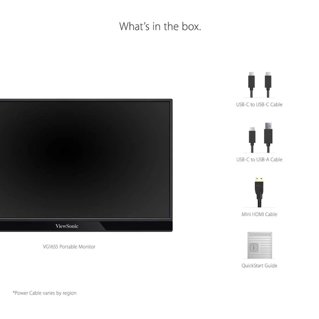 Alt view image 2 of 6 - VG1655 15.6 Inch 1080p Portable Monitor for Laptop, USB C IPS 60W USB C, Mini HDMI, Dual Speakers, Built In Stand, Cover, Eye Care, Mac, PC, Laptop, Travel, Anti Glare