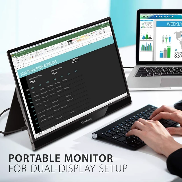 Alt view image 6 of 6 - VG1655 15.6 Inch 1080p Portable Monitor for Laptop, USB C IPS 60W USB C, Mini HDMI, Dual Speakers, Built In Stand, Cover, Eye Care, Mac, PC, Laptop, Travel, Anti Glare