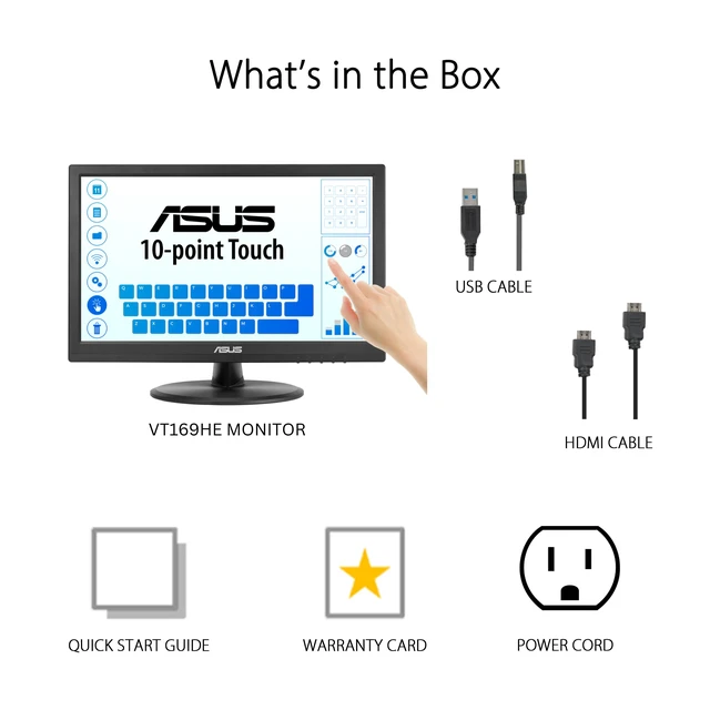 Alt view image 6 of 7 - 15.6 1080P Touch Monitor (VT169HE) - Full HD, 10-Point Touchscreen, IPS, Wide Viewing Angle, Frameless, Eye Care, Flicker Free, Low Blue Light, HDMI, Windows 11 Compliance, VESA Mountable