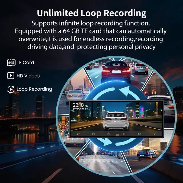 Alt view image 5 of 7 - Largest 11.5 inch Wireless CarPlay Screen for Car, A-pple CarPlay & Android Auto HD Touchscreen with 4K Dash Cam/1080P Backup Camera/Navigation/Bluetooth/Voice Control/FM/Mirror Link,for All Vehicles