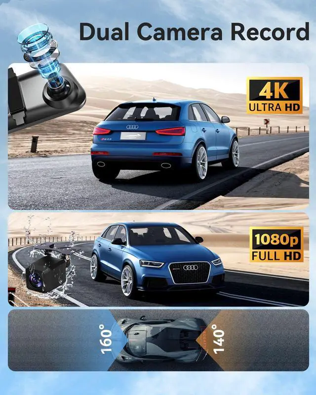 Alt view image 6 of 7 - 2026 Ultrawide 13 4K Rear View Mirror Camera with Carplay&Android Auto | Mirror Dash Cam with 5.8GHz WiFi/Voice Control, 64GB Card/Parking Monitor/Reverse Assist/Loop Record/G-Sensor