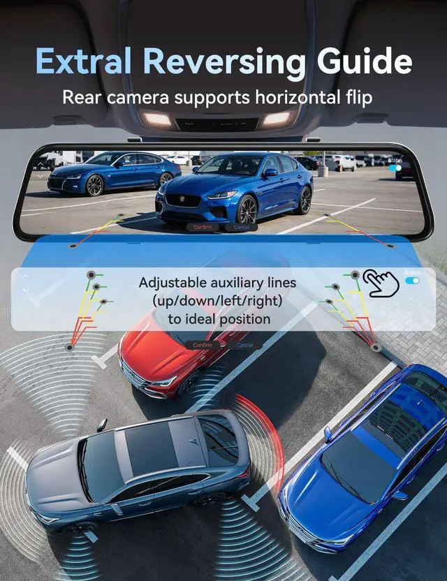 Alt view image 7 of 7 - 2026 Ultrawide 13 4K Rear View Mirror Camera with Carplay&Android Auto | Mirror Dash Cam with 5.8GHz WiFi/Voice Control, 64GB Card/Parking Monitor/Reverse Assist/Loop Record/G-Sensor
