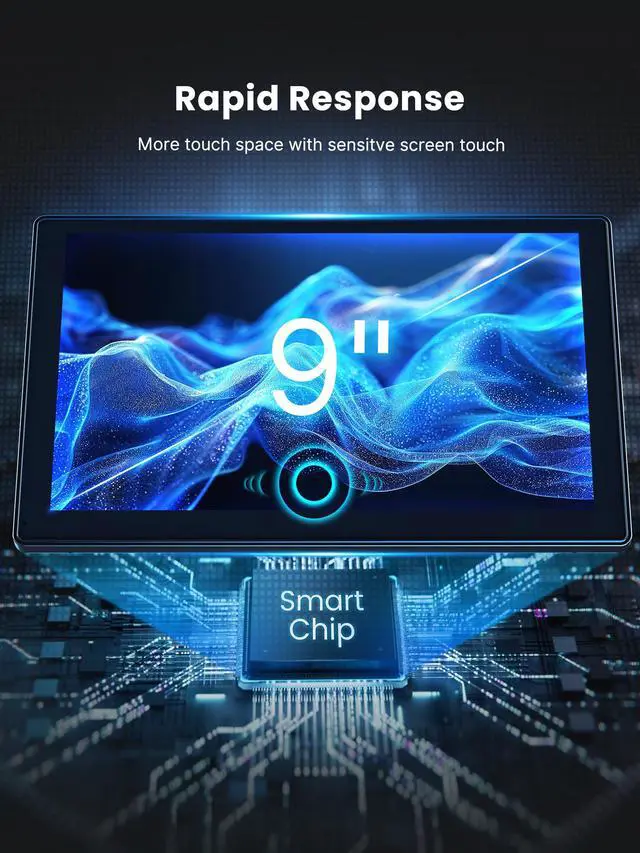 Alt view image 3 of 7 - 9" Wireless Apple Carplay Screen for Car, Portable Car Play Screen for Car | Android Auto, 4K Dash Cam, 1080p Backup Camera, GPS Navigation, Car Audio Receivers Mirror Link, Bluetooth, FM, Siri