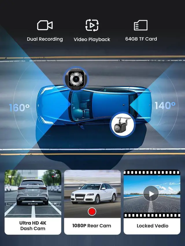 Alt view image 4 of 7 - 9" Wireless Apple Carplay Screen for Car, Portable Car Play Screen for Car | Android Auto, 4K Dash Cam, 1080p Backup Camera, GPS Navigation, Car Audio Receivers Mirror Link, Bluetooth, FM, Siri