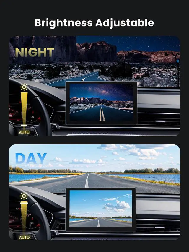 Alt view image 5 of 7 - 9" Wireless Apple Carplay Screen for Car, Portable Car Play Screen for Car | Android Auto, 4K Dash Cam, 1080p Backup Camera, GPS Navigation, Car Audio Receivers Mirror Link, Bluetooth, FM, Siri