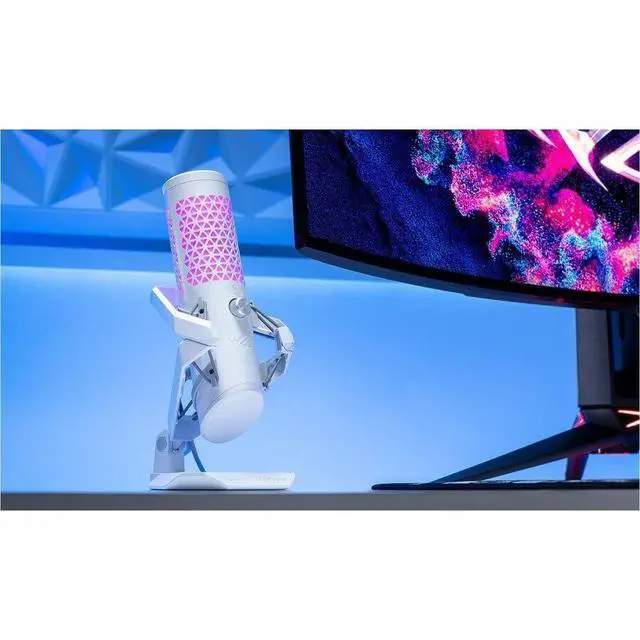 Alt view image 2 of 7 - ROG Carnyx USB Gaming Microphone (25mm Condenser Capsule, 192kHz/24-bit, Cardioid, high-Pass Filter, Built-in pop Filter, Metal Shock Mount, one-Touch Mute, Aura Sync RGB)- Moonlight White