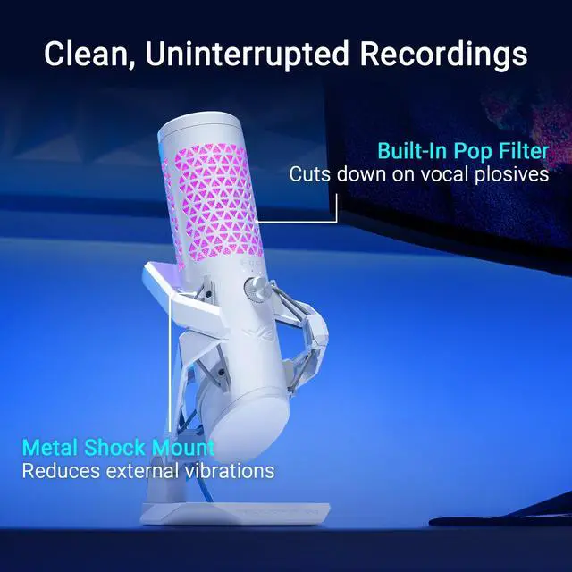Alt view image 6 of 7 - ROG Carnyx USB Gaming Microphone (25mm Condenser Capsule, 192kHz/24-bit, Cardioid, high-Pass Filter, Built-in pop Filter, Metal Shock Mount, one-Touch Mute, Aura Sync RGB)- Moonlight White