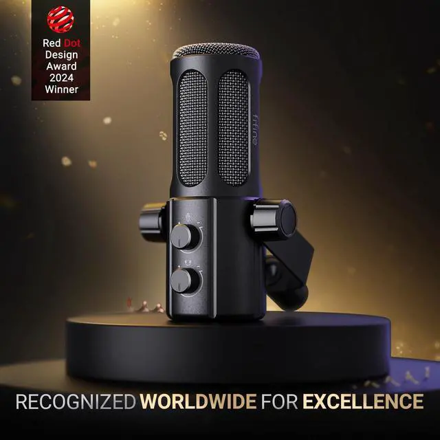 Alt view image 2 of 7 - AmpliTank TANK6 USB/XLR Dynamic Podcast Microphone for Vocal | Home Studio Streaming Mic, Mute Button, Monitoring Headphone Jack, Gain Knob, Metal Material, for Broadcast Recording