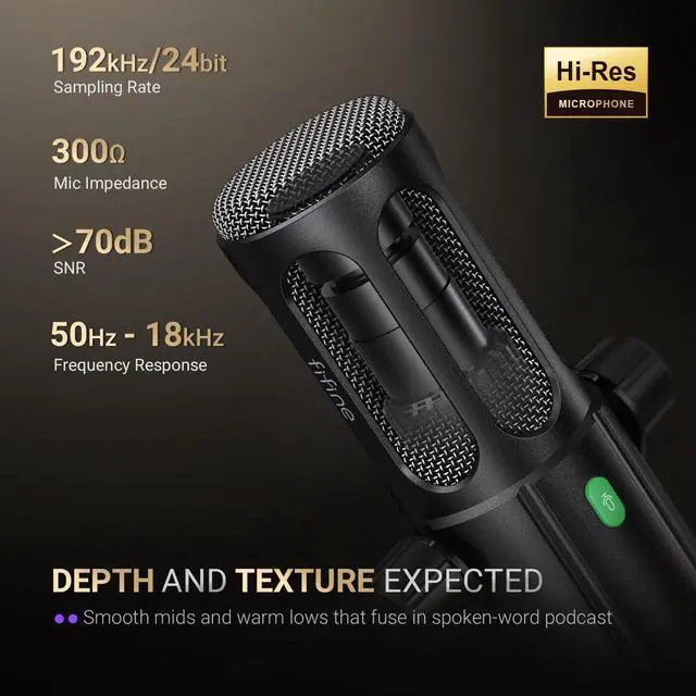 Alt view image 3 of 7 - AmpliTank TANK6 USB/XLR Dynamic Podcast Microphone for Vocal | Home Studio Streaming Mic, Mute Button, Monitoring Headphone Jack, Gain Knob, Metal Material, for Broadcast Recording