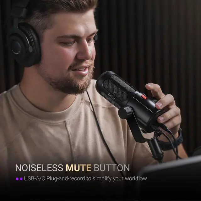 Alt view image 5 of 7 - AmpliTank TANK6 USB/XLR Dynamic Podcast Microphone for Vocal | Home Studio Streaming Mic, Mute Button, Monitoring Headphone Jack, Gain Knob, Metal Material, for Broadcast Recording
