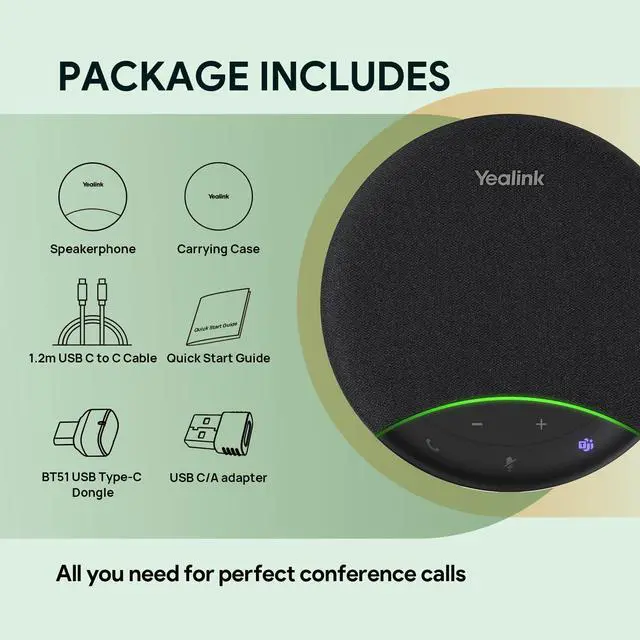 Alt view image 7 of 7 - Sp92 Conference Speaker and Microphone with Bluetooth Dongle, Teams Certified, Noise Reduction, 20H Call Time USB Speakerphone for 4-6 People Meeting Room
