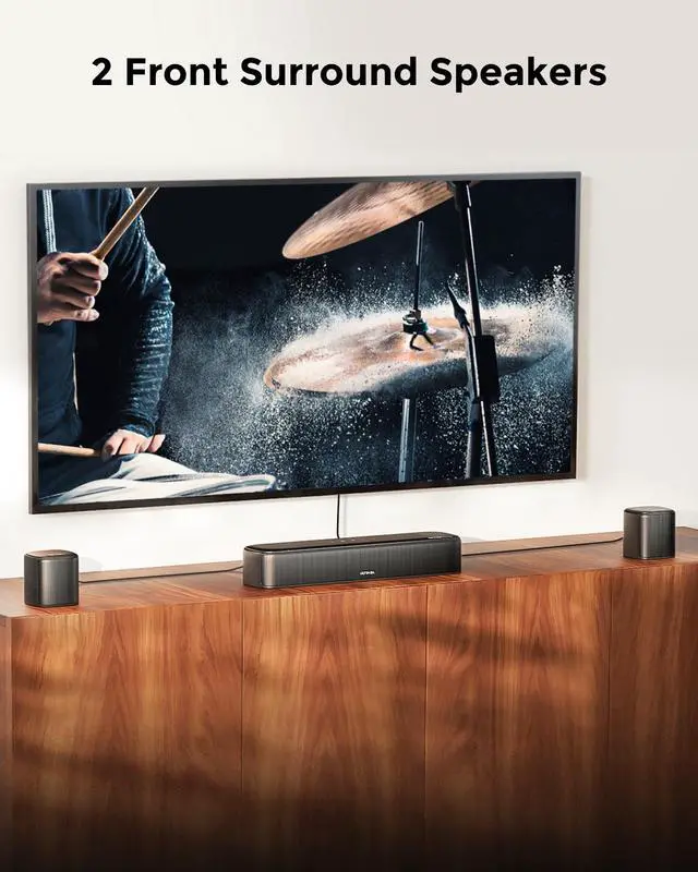 Alt view image 4 of 7 - 7.1ch Sound Bar with Dolby Atmos, 4 Surround Speakers, Aura A60 | Surround Sound System for TV with Subwoofer for Home Theater, Sound Bar for Smart TV with HDMI eARC, App Control, 2026 Model