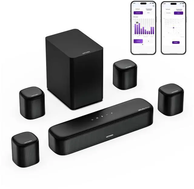 Main image of 7.1ch Sound Bar with Dolby Atmos, 4 Surround Speakers, Aura A60 | Surround Sound System for TV with Subwoofer for Home Theater, Sound Bar for Smart TV with HDMI eARC, App Control, 2026 Model