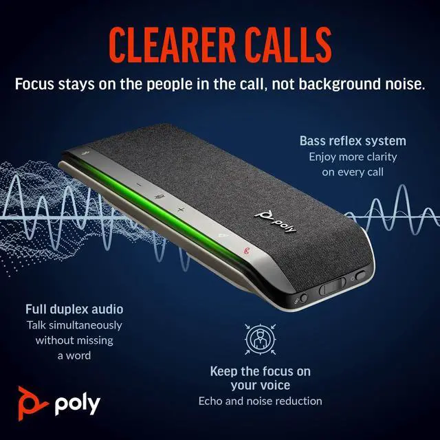 Alt view image 3 of 6 - Poly Sync 40 Smart Speakerphone (Plantronics) - Flexible Workspaces - Connect to PC/Mac via USB-A or USB-C and Smartphones via Bluetooth - Works with Teams, Zoom Amazon Exclusive