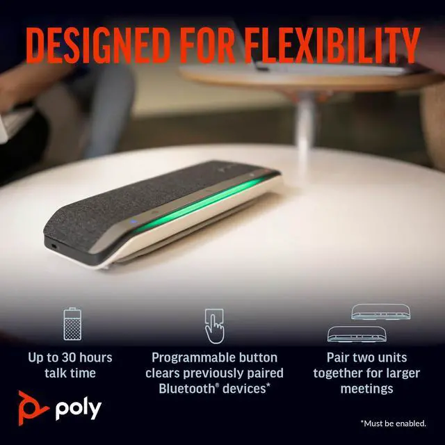 Alt view image 5 of 6 - Poly Sync 40 Smart Speakerphone (Plantronics) - Flexible Workspaces - Connect to PC/Mac via USB-A or USB-C and Smartphones via Bluetooth - Works with Teams, Zoom Amazon Exclusive