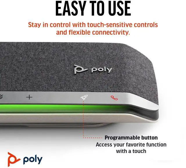 Alt view image 4 of 6 - Poly Sync 40 Smart Speakerphone (Plantronics) - Flexible Workspaces - Connect to PC/Mac via USB-A or USB-C and Smartphones via Bluetooth - Works with Teams, Zoom Amazon Exclusive