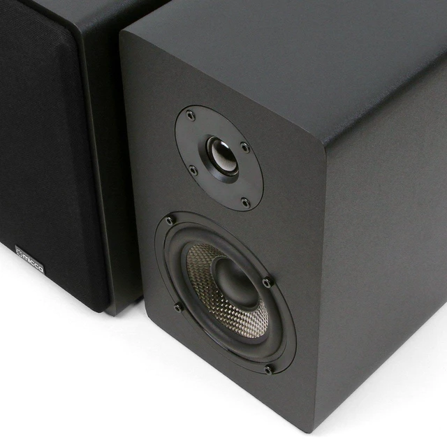 Alt view image 6 of 7 - MB42X Advanced 2-Way Passive Bookshelf Speakers, Stereo Pair, Black Amplifier Required, 4-Inch Carbon-Fiber Woofer, 0.75-Inch Silk-Dome Tweeter, Desktop, Home Theater, Surround Sound