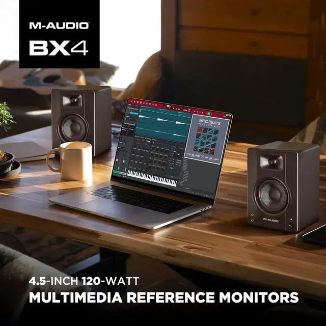 Alt view image 7 of 7 - BX4 Pair 4.5" Wired Studio Monitors and PC Speakers for Recording and Multimedia with Music Production Software