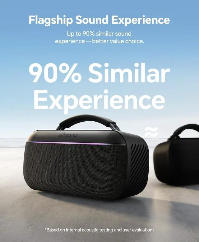 Alt view image 2 of 7 - Portable Bluetooth Speaker Wireless: 100W(Peak) SoundPulse 2.0 with BassBoost, Waterproof Loud Party Speakers, Unlimited Pairing, TWS for Outdoor/Indoor, Beach Vacation Essential, Black